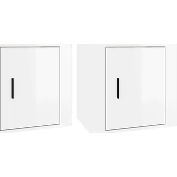 Noční stolek Noční stolky, 2 ks, bílé, vysoký lesk, 50x39x