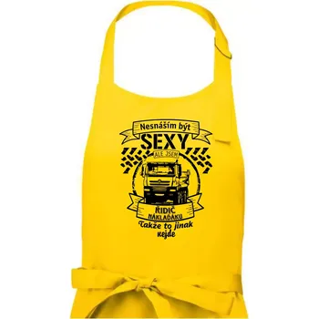Kuchyňská zástěra Nesnáším být sexy - Řidič Náklaďáku - Pánská zástěra na vaření - Univerzální velikost ( Žlutá )