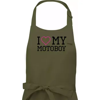 Kuchyňská zástěra I love my motoboy - Dámská zástěra na vaření - Univerzální velikost ( Khaki )