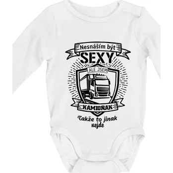 Nesnáším být sexy - Kamioňák ERB - Body kojenecké s dlouhým rukávem - Dlouhý r. do 3 měs ( Bílá )