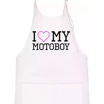 Kuchyňská zástěra I love my motoboy - Dětská zástěra na vaření - Univerzální velikost ( Bílá )