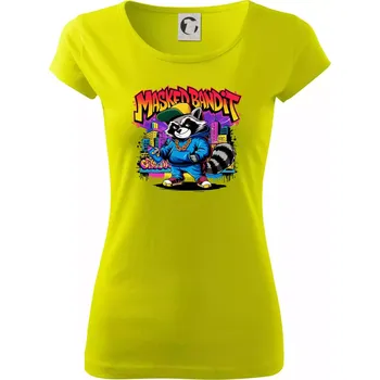 Dámské tričko Mýval - masked bandit grafitti - Dámské triko Pure - S ( Limetková )