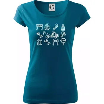 Dámské tričko Odtahová služba - ikony - Dámské triko Pure - L ( Petrolejová )
