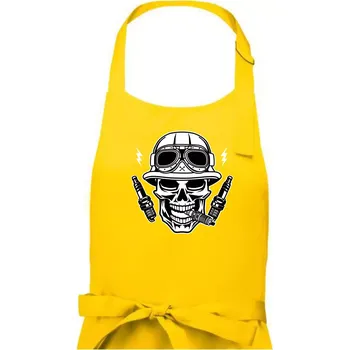 Kuchyňská zástěra Lebka zapalovací svíčky - Dámská zástěra na vaření - Univerzální velikost ( Žlutá )