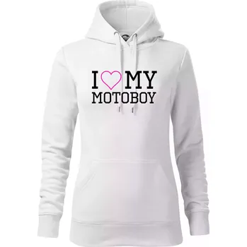Dámská mikina I love my motoboy - Mikina dámská Cape s kapucí - XS ( Bílá )