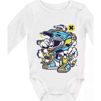Motohelmátor - Body kojenecké s dlouhým rukávem - Dlouhý r. 3-6 měs ( Bílá )