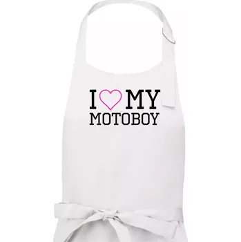 Kuchyňská zástěra I love my motoboy - Dámská zástěra na vaření - Univerzální velikost ( Bílá )