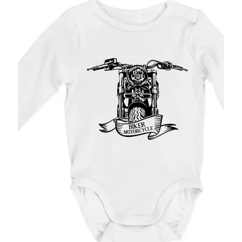 Kojenecký body Biker Motorcycle motorka - Body kojenecké s dlouhým rukávem - Dlouhý r. do 3 měs ( Bílá )