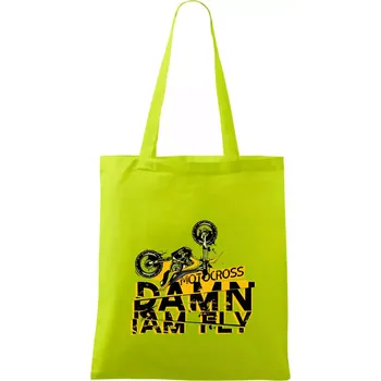 Motocross damn iam fly - Taška bavlněná - 42 x 38 cm ( Limetková )