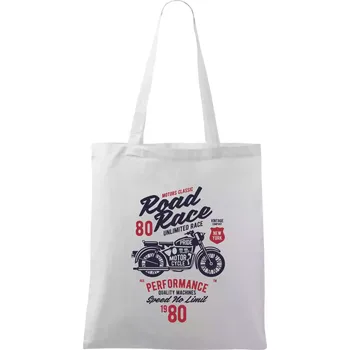 Nákupní taška Road Race Motorcycle - Taška bavlněná - 42 x 38 cm ( Bílá )