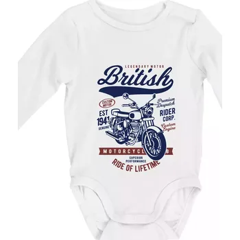 Kojenecký body British Motorcycle - Body kojenecké s dlouhým rukávem - Dlouhý r. do 3 měs ( Bílá )