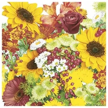 Papírový ubrousek PAPÍROVÉ UBROUSKY SLUNEČNICE LETNÍ KYTICE KVĚTINY 33X33 CM 20 KS NAROZENINY