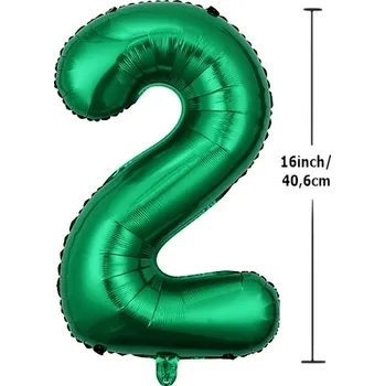 Balónek Fóliový balónek ČÍSLICE 2 k narozeninám, oslavě, zelený, 40 cm (16 palců)