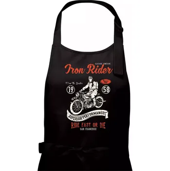 Kuchyňská zástěra Iron Rider - Dámská zástěra na vaření - Univerzální velikost ( Černá )