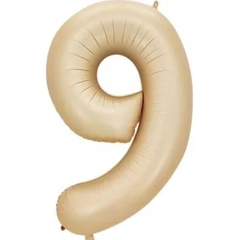 Balónek Foliový balónek Číslice 9. narozeninový 100 cm Pudrový Béžový Velký XXL 40" VivaParty
