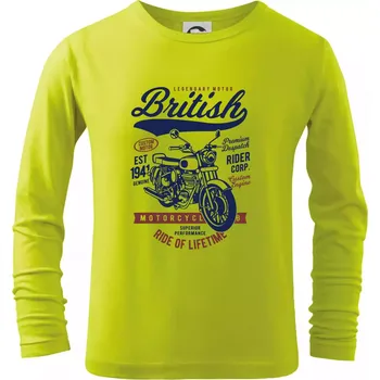 Dětská móda British Motorcycle - Triko dětské Long Sleeve - 122 cm/6 let ( Limetková )