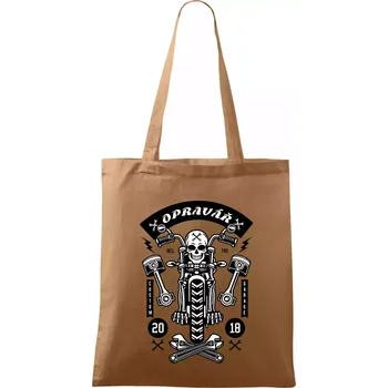 Lebka motorkář opravář - Taška bavlněná - 42 x 38 cm ( Cappuccino )