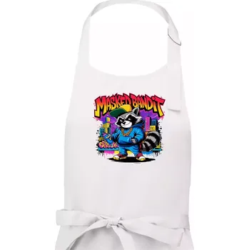 Kuchyňská zástěra Mýval - masked bandit grafitti - Pánská zástěra na vaření - Univerzální velikost ( Bílá )