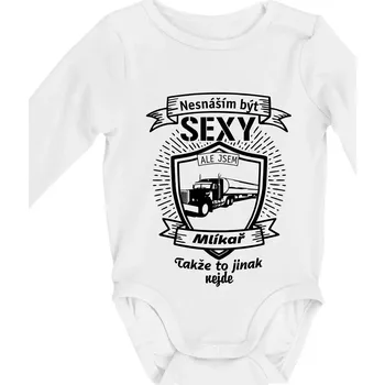 Nesnáším být sexy - Mlíkař - Body kojenecké s dlouhým rukávem - Dlouhý r. do 3 měs ( Bílá )