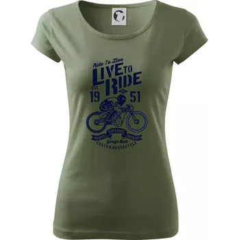 Dámské tričko Live To Ride - Dámské triko Pure - M ( Khaki )
