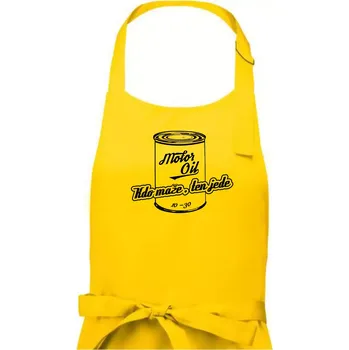 Kuchyňská zástěra Motor Oil - kdo maže - Pánská zástěra na vaření - Univerzální velikost ( Žlutá )