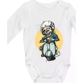 Kojenecké oblečení Skútr rebel - Body kojenecké s dlouhým rukávem - Dlouhý r. do 3 měs ( Bílá )