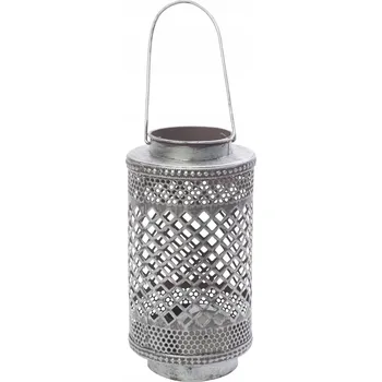 Obraz Mini lucerna MILA kovová k zavěšení 13 x ⌀9 cm, rustikální stříbrná