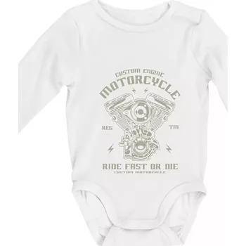 Custom Engine - Body kojenecké s dlouhým rukávem - Dlouhý r. 6-12 měs ( Bílá )
