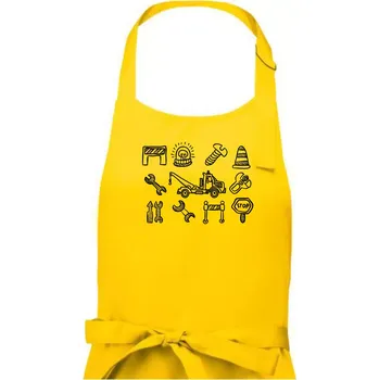 Kuchyňská zástěra Odtahová služba - ikony - Pánská zástěra na vaření - Univerzální velikost ( Žlutá )