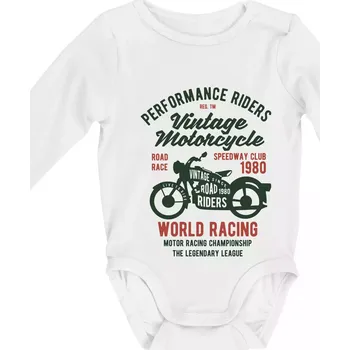 Kojenecké oblečení Vintage Motorcycle - Body kojenecké s dlouhým rukávem - Dlouhý r. do 3 měs ( Bílá )