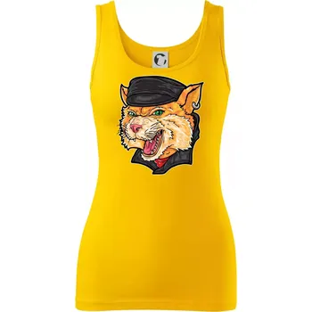 Dámské tričko Kocour motorkář - Dámské tílko - S ( Žlutá )