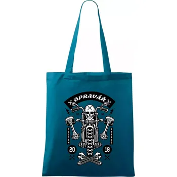 Lebka motorkář opravář - Taška bavlněná - 42 x 38 cm ( Petrolejová )