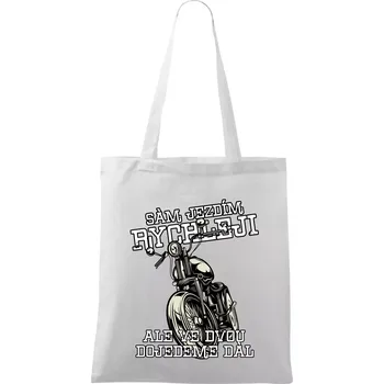 Nákupní taška Sám jezdím rychleji, ale ve dvou dojedeme dál - Taška bavlněná - 42 x 38 cm ( Bílá )