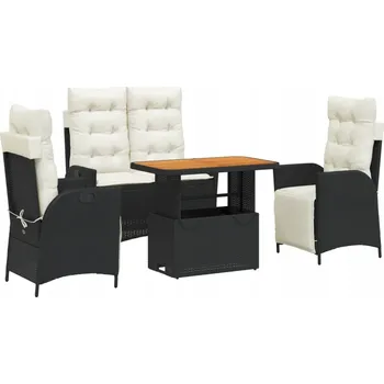 Sada zahradního nábytku z umělého ratanu VidaXL, černá, 4 díly