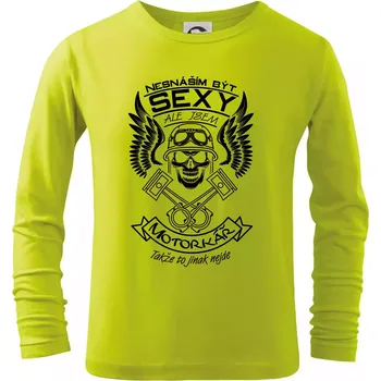 Chlapecké tričko Nesnáším být sexy - motorkář - Triko dětské Long Sleeve - 134 cm/8 let ( Limetková )