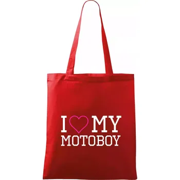 Nákupní taška I love my motoboy - Taška bavlněná - 42 x 38 cm ( Červená )