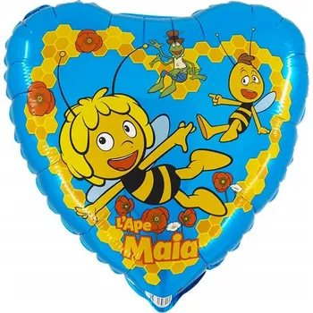 Balónek FÓLIOVÝ BALÓNEK SRDCE VČELKA MÁJA 45 CM LICENCOVANÝ Z POHÁDKY