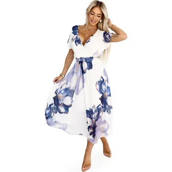 Dámské šaty Numoco 601-1 bílé/chrpa uni