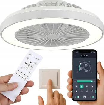 LUSTR STROPNÍ VENTILÁTOR LED LAMPA 51W CCT PAMĚŤ BARVY DÁLKOVÝ OVLADAČ APLIKACE
