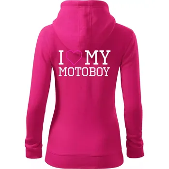 Dámská mikina I love my motoboy - Dámská mikina trendy zipper s kapucí - XL ( Purpurová )