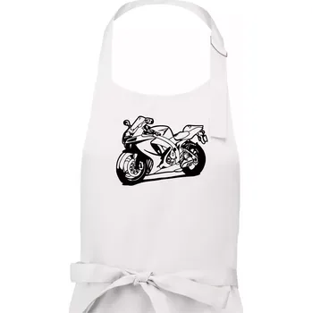 Kuchyňská zástěra Sportovní motorka - Pánská zástěra na vaření - Univerzální velikost ( Bílá )