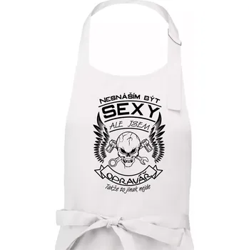 Kuchyňská zástěra Nesnáším být sexy - opravář - Dámská zástěra na vaření - Univerzální velikost ( Bílá )