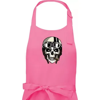 Kuchyňská zástěra Motorkářská helma a doutník - Dámská zástěra na vaření - Univerzální velikost ( Růžová )