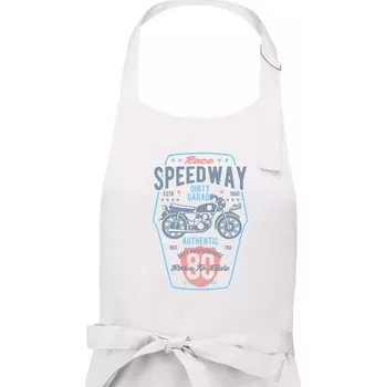 Kuchyňská zástěra Speedway Motorcycle - Pánská zástěra na vaření - Univerzální velikost ( Bílá )