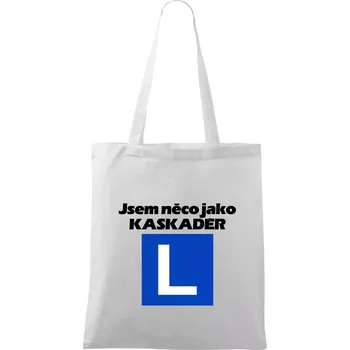 Nákupní taška Autoškola něco jako kaskadér - Taška bavlněná - 42 x 38 cm ( Bílá )