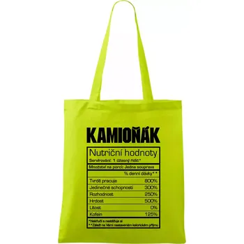 Nutriční hodnoty - Kamioňák - Taška bavlněná - 42 x 38 cm ( Limetková )