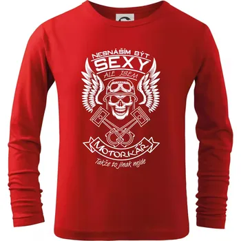 Chlapecké tričko Nesnáším být sexy - motorkář - Triko dětské Long Sleeve - 122 cm/6 let ( Červená )