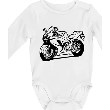 Sportovní motorka - Body kojenecké s dlouhým rukávem - Dlouhý r. do 3 měs ( Bílá )