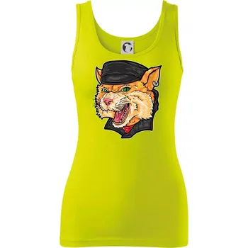 Dámské tričko Kocour motorkář - Dámské tílko - XS ( Limetková )