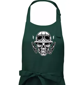 Kuchyňská zástěra Lebka zapalovací svíčky - Dámská zástěra na vaření - Univerzální velikost ( Lahvově zelená )